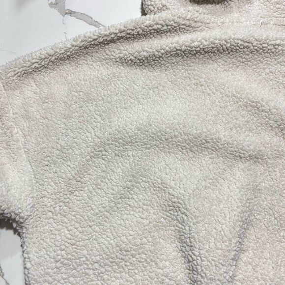 Forever 21 Women's Large Cream White Sherpa Hooded Jacket Pockets Full Zip SZ S - Picture 9 of 16